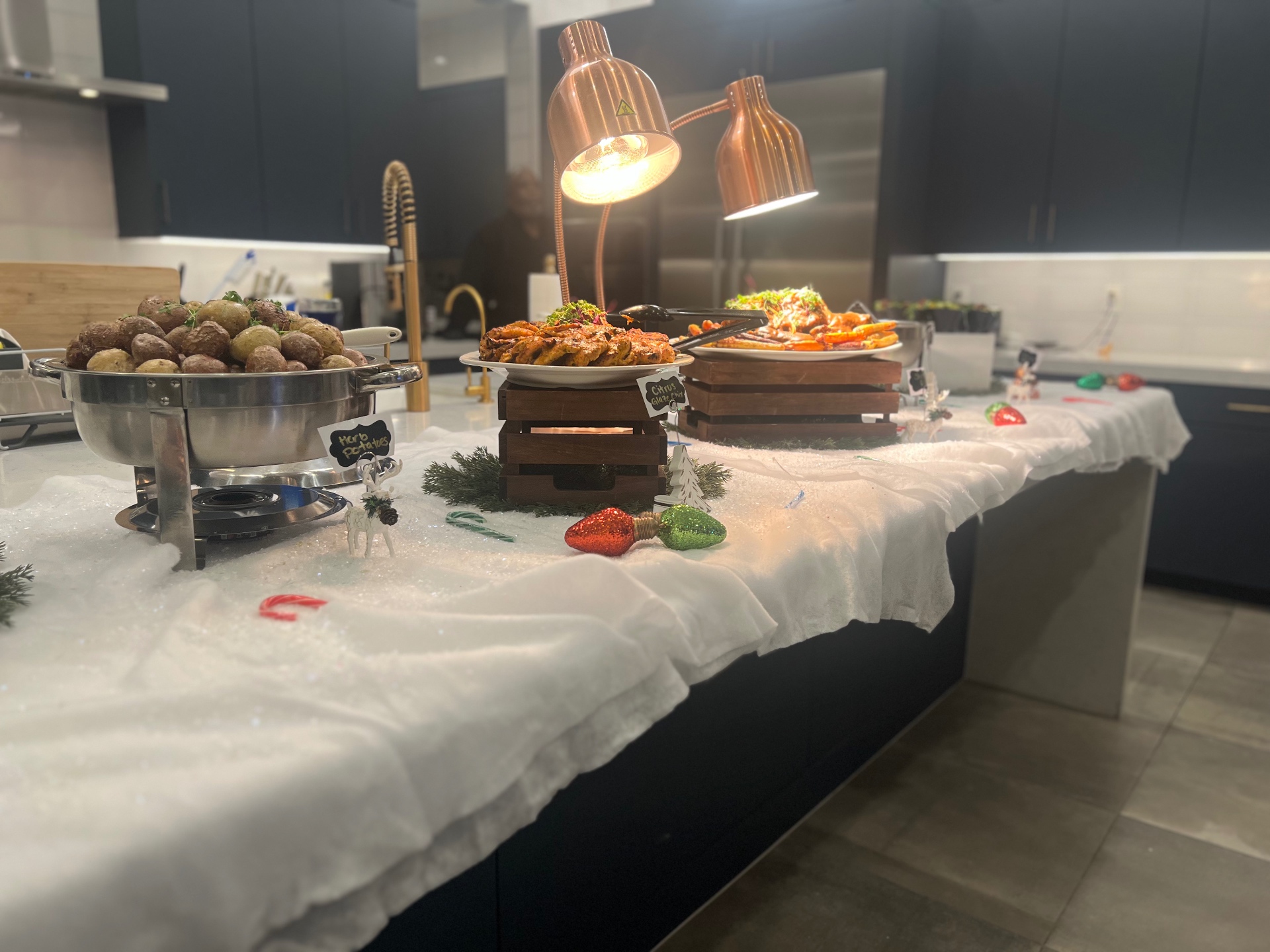 Winter holiday catering display