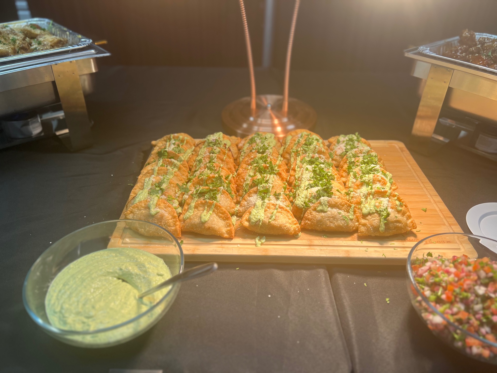 Empanada tray with pico & avocado dip