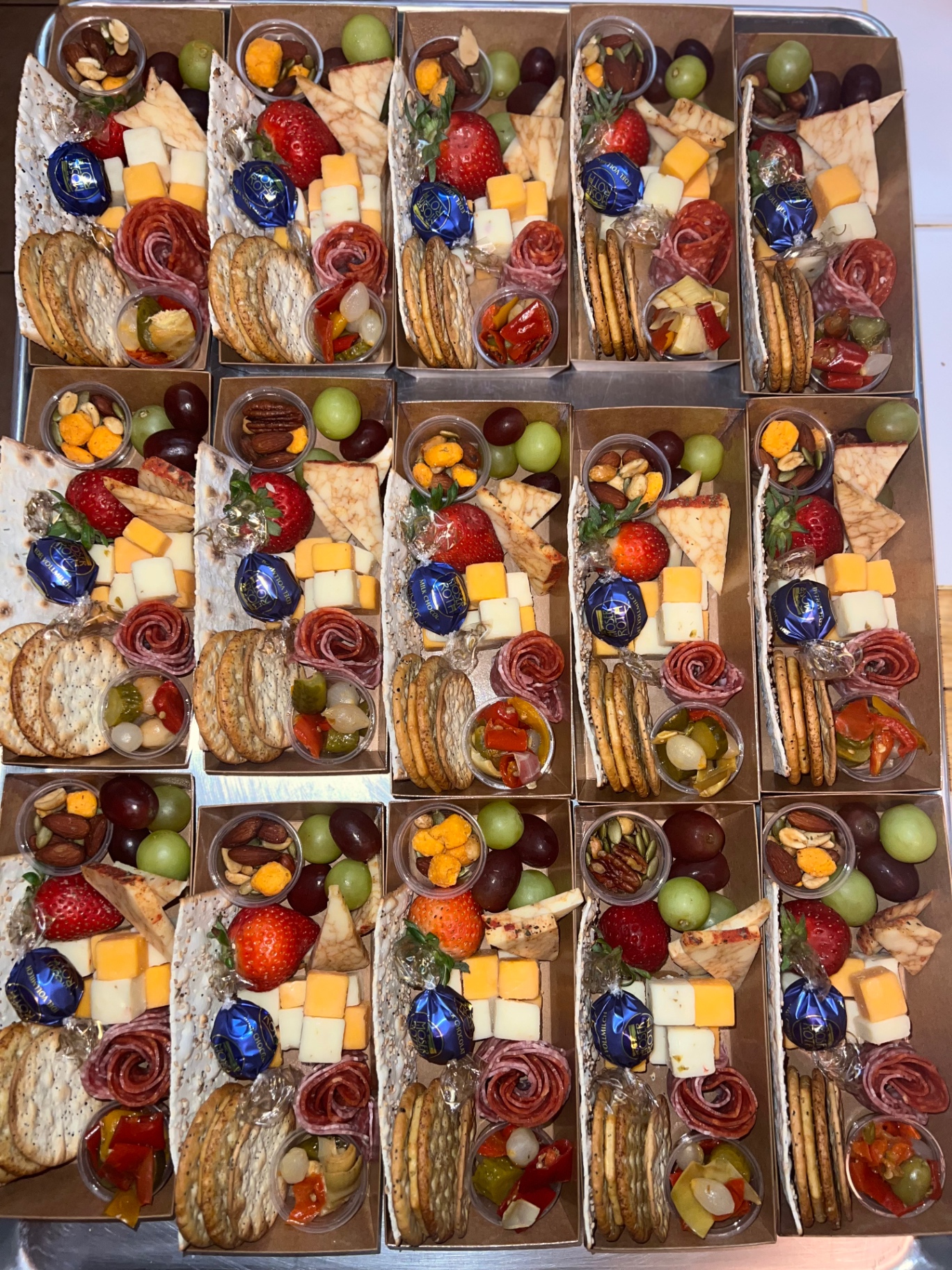 Individual charcuterie box display